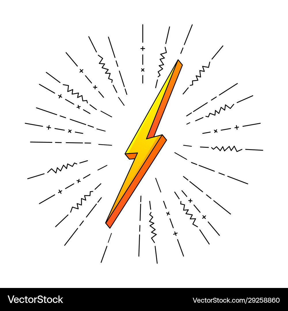 Set lightning bolt thunderbolt strike Royalty Free Vector