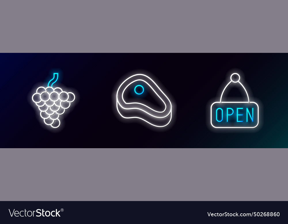 Set line hanging sign with open grape fruit vector image Set line hanging sign with open grape fruit