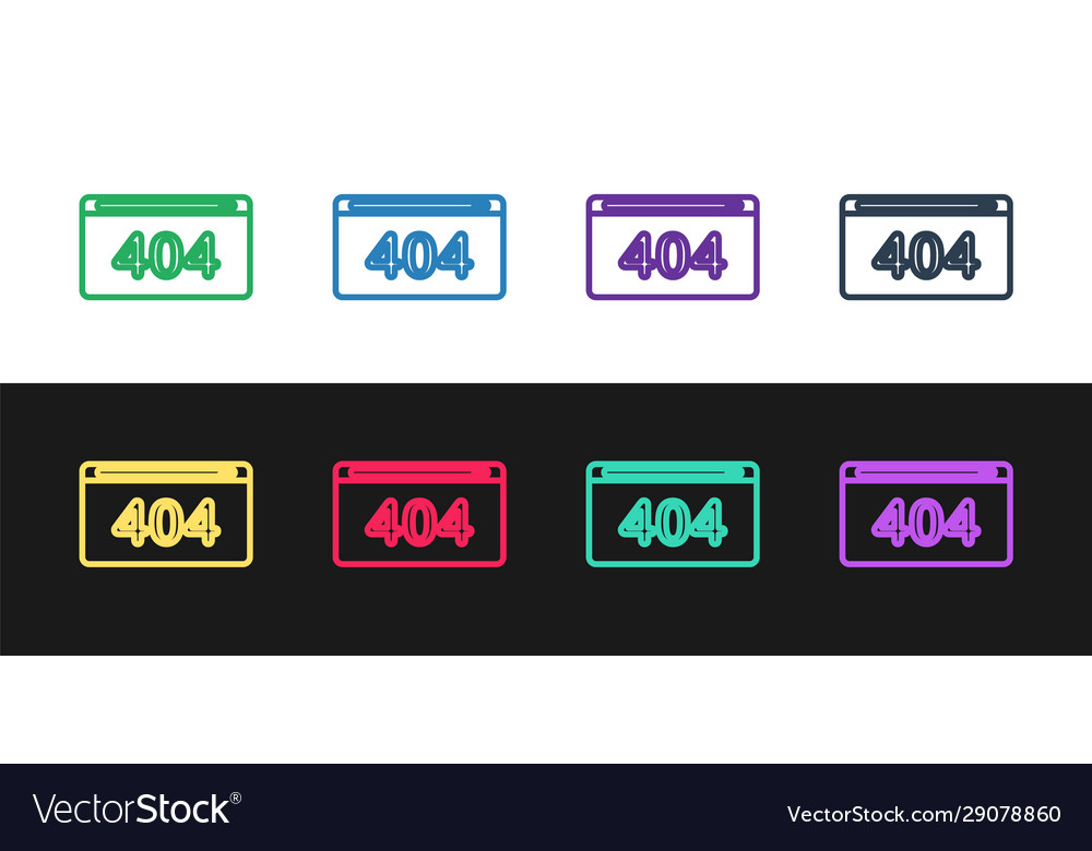 Set line page with a 404 error icon isolated vector image Set line page with a 404 error icon isolated