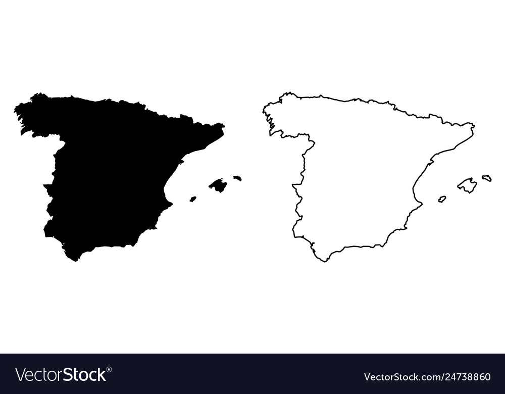 Simple Map Of Spain Simple Only Sharp Corners Map Spain Drawing Vector Image