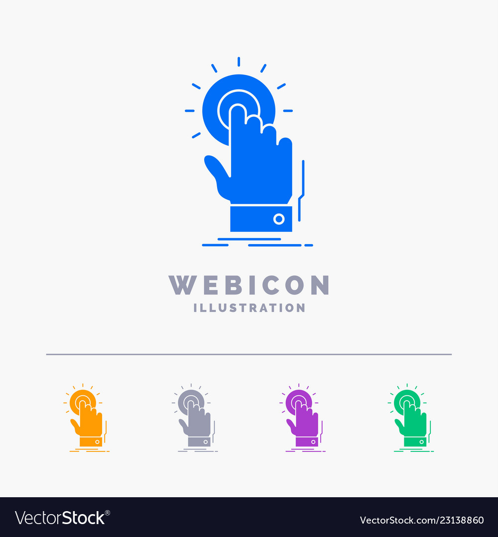 Touch click hand on start 5 color glyph web icon vector image Touch click hand on start 5 color glyph web icon