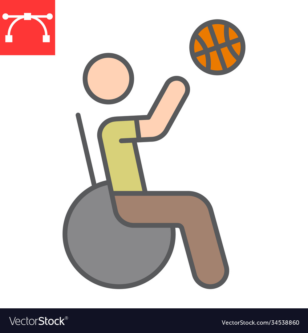 Rollstuhl Basketball Farblinie Icon Behinderung