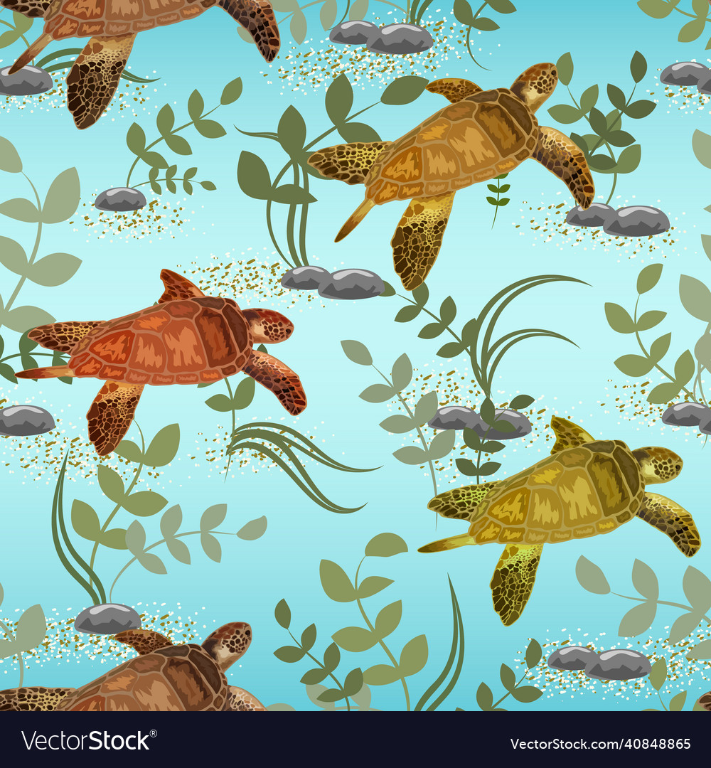 A flock of turtles in pattern vector image A flock of turtles in pattern