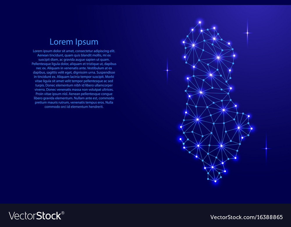 Albania map of polygonal mosaic lines network ray Vector Image