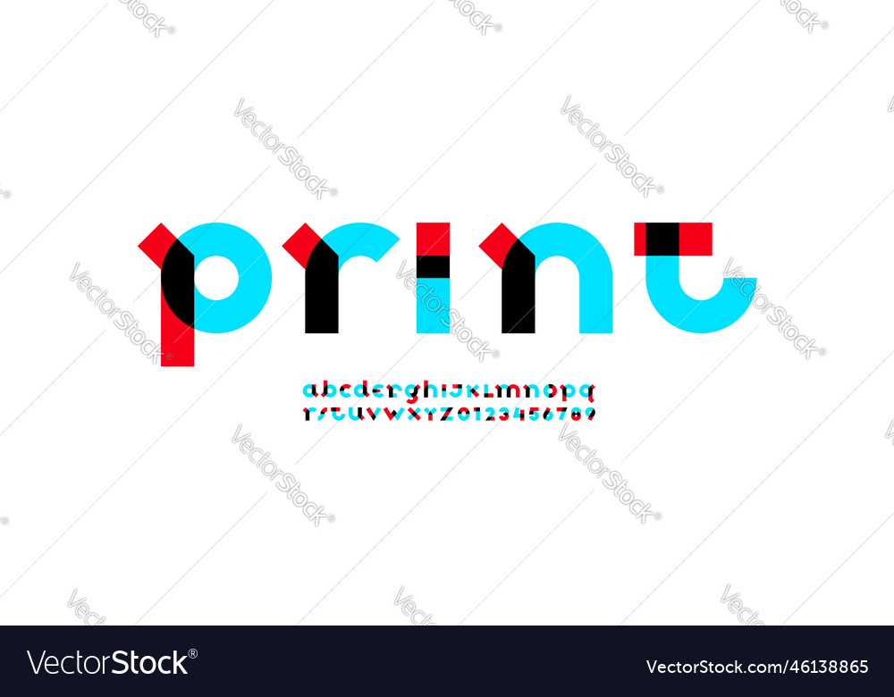 Art multi-color font brighttrendy alphabet