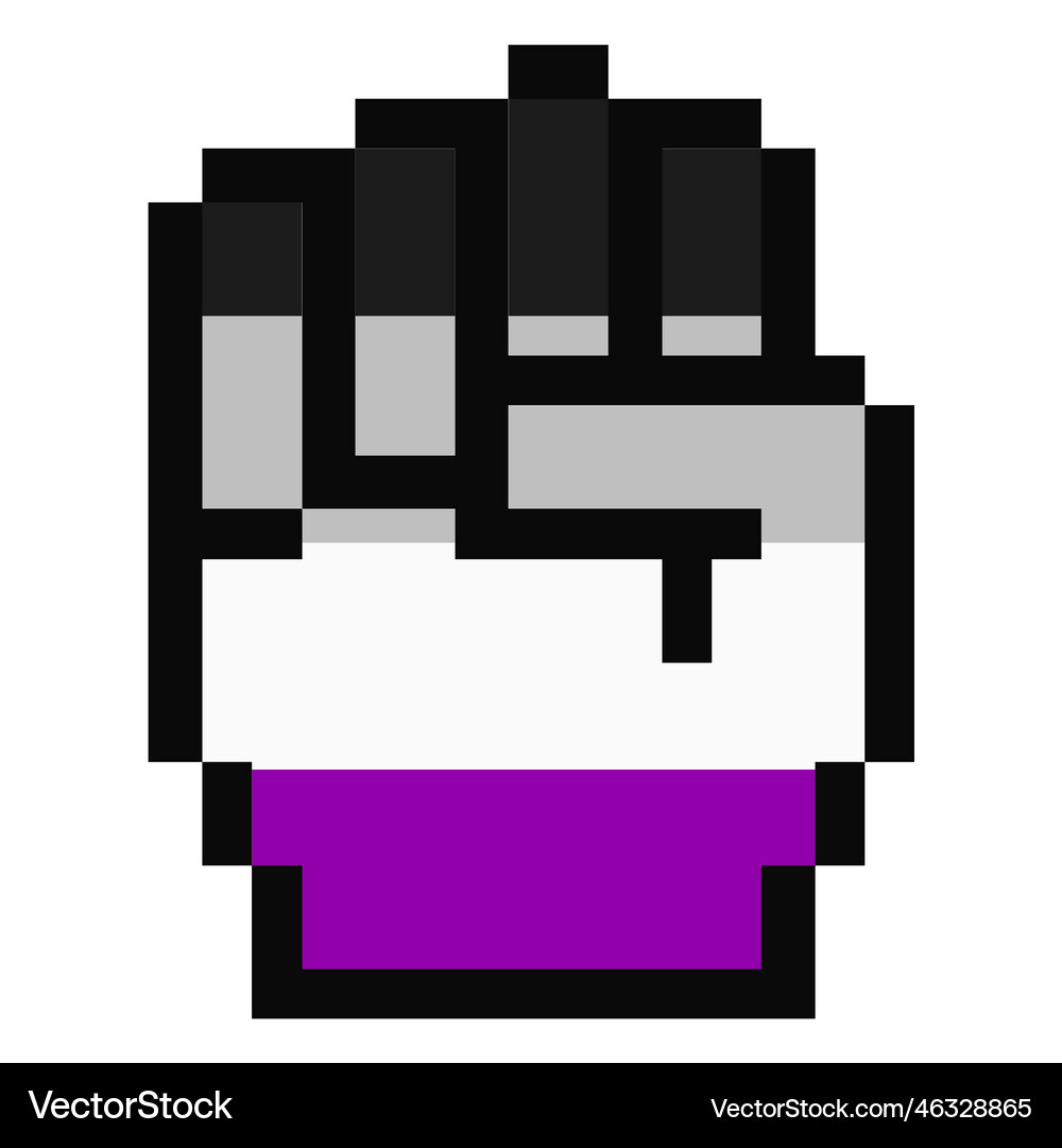 Asexual hand finger fist stripe pixel flat Vector Image