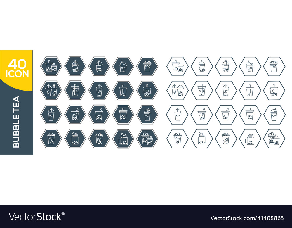 Bubble Tee oder Perle Milch verwandte Linie Icon Set vector image Bubble Tee oder Perle Milch verwandte Linie Icon Set