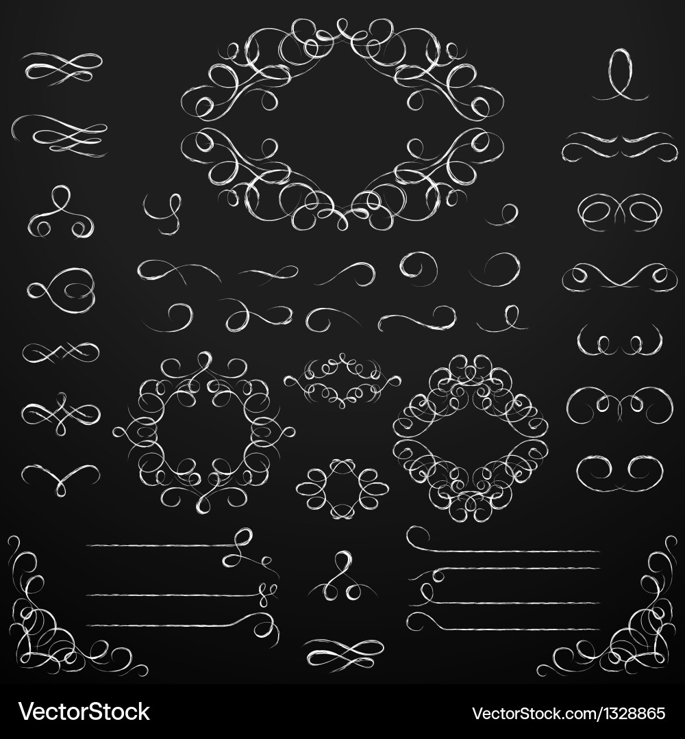 Chalkboard set calligraphic design elements Vector Image