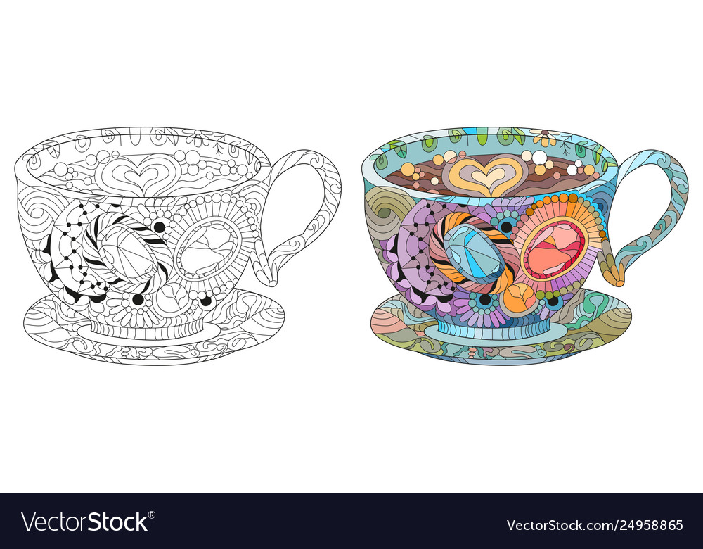 Coffee or tea cup with abstract ornaments Vector Image