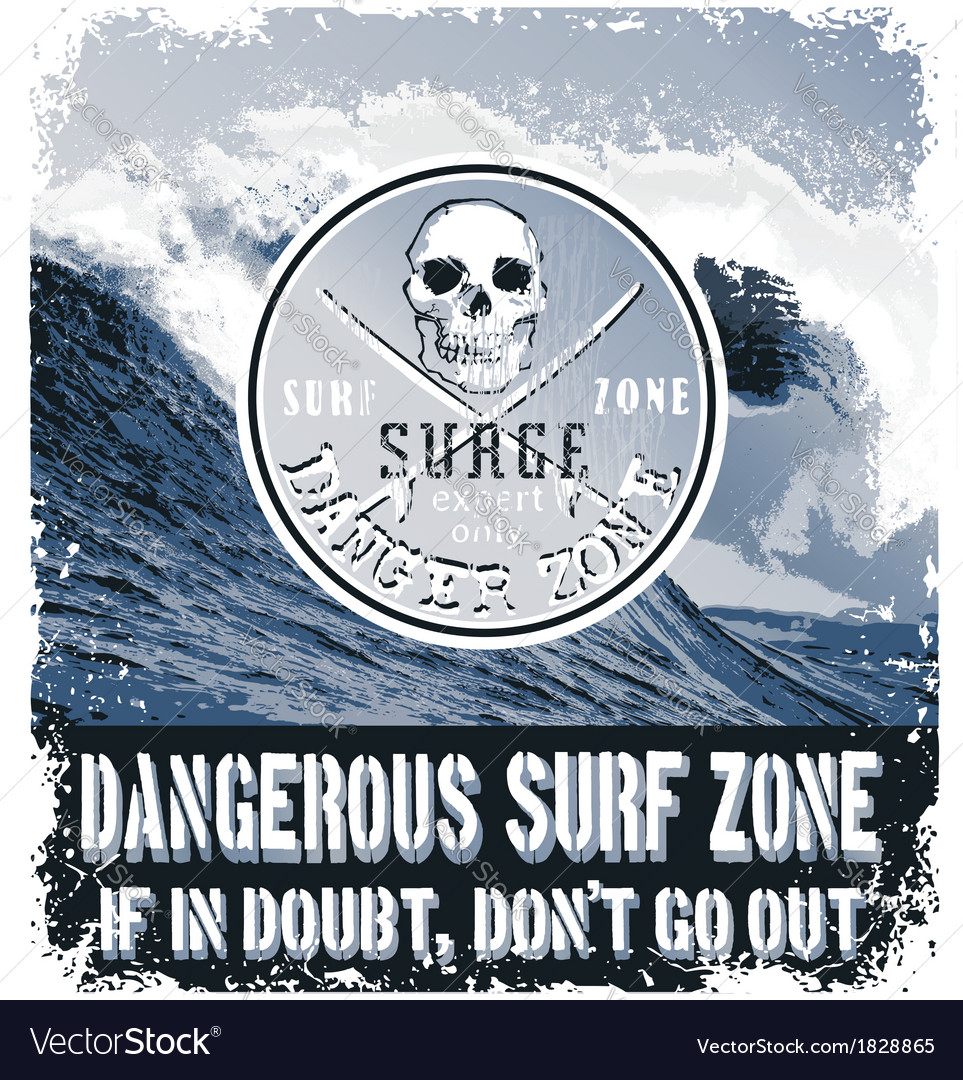 Danger surf zone Royalty Free Vector Image VectorStock