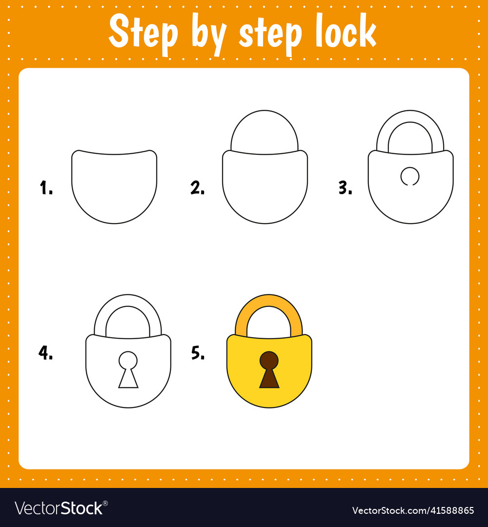 Drawing tutorial for door lock Royalty Free Vector Image