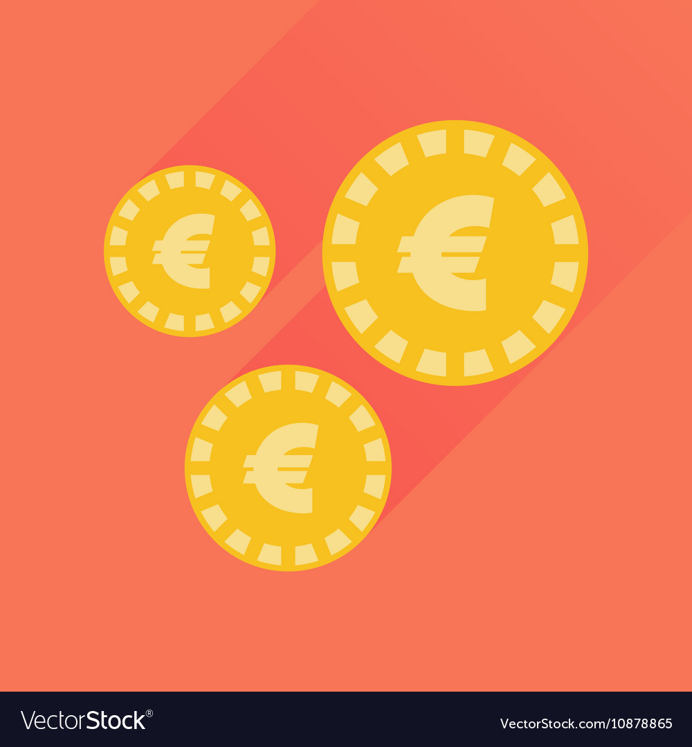 Flat icon with long shadow euro coins