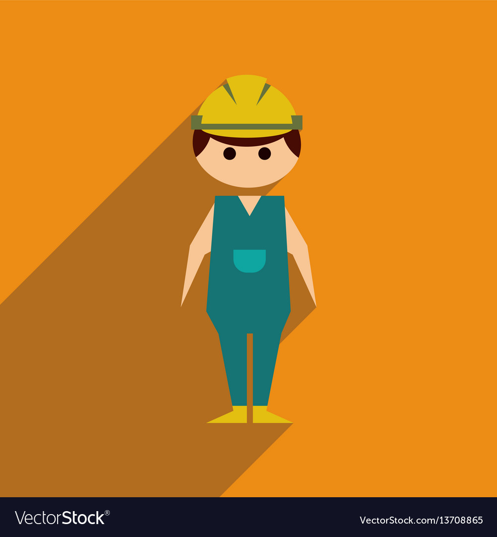 Flat web icon with long shadow man worker