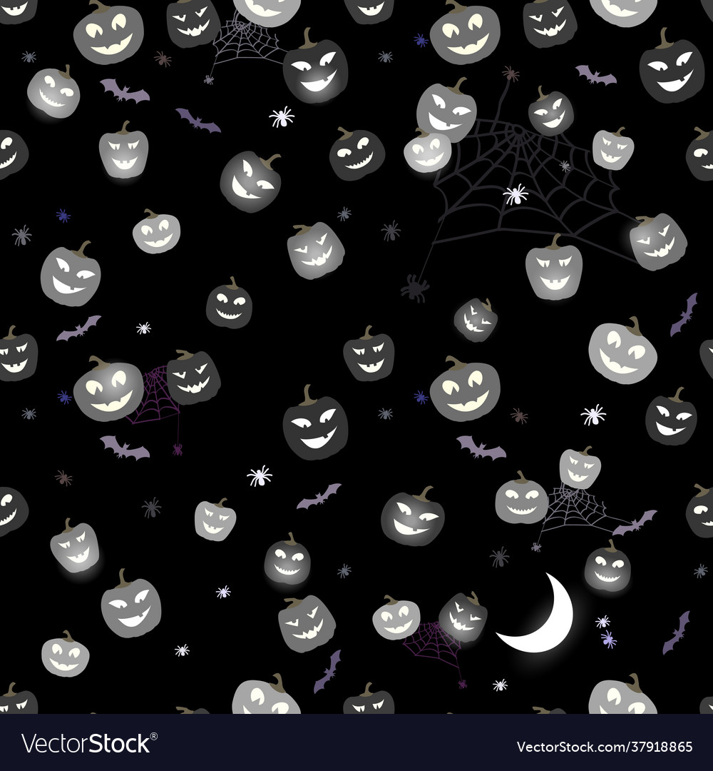 Halloween pattern pumpkins and spiders horror vector image Halloween pattern pumpkins and spiders horror