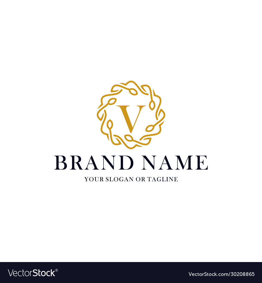 Initial letter v luxury ornament logo design