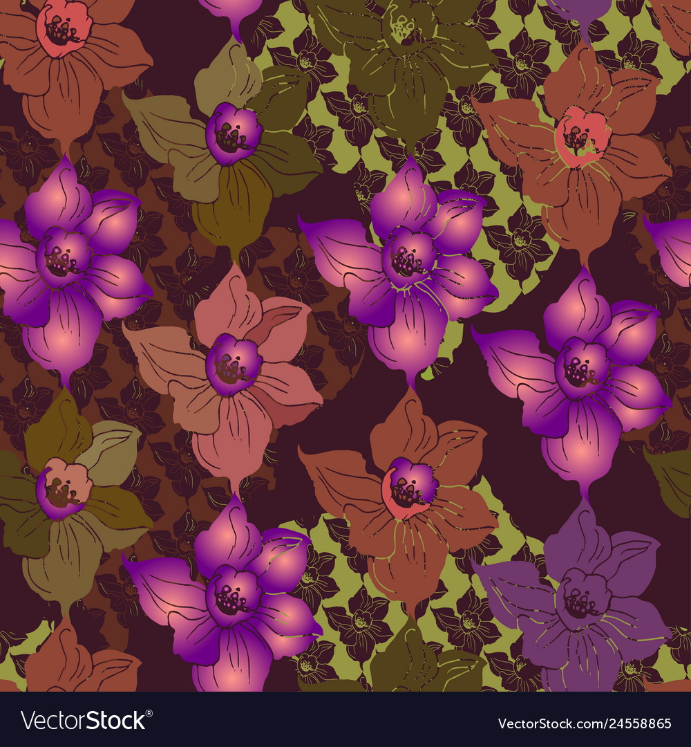 Printed seamless pattern with silhouettes Vector Image Printed seamless pattern with silhouettes