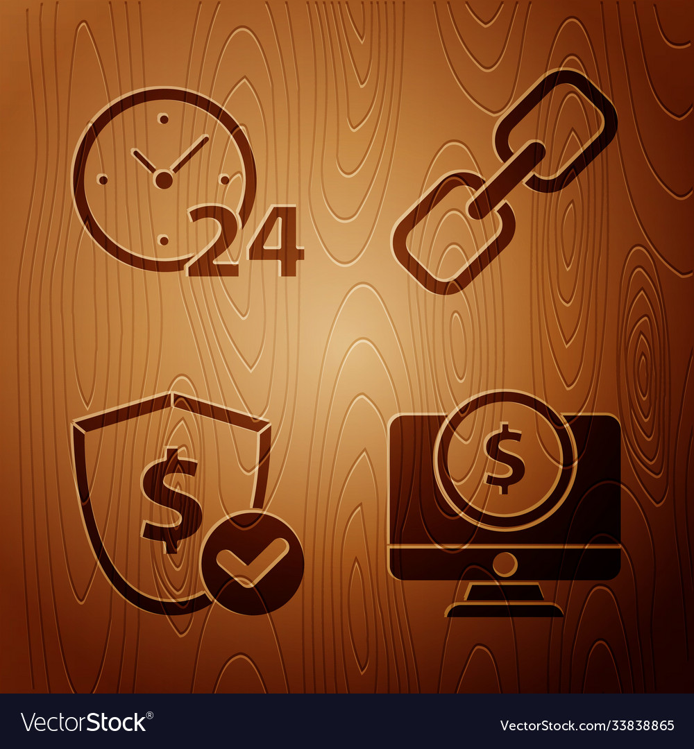 Set computer monitor with dollar clock 24 hours vector image Set computer monitor with dollar clock 24 hours