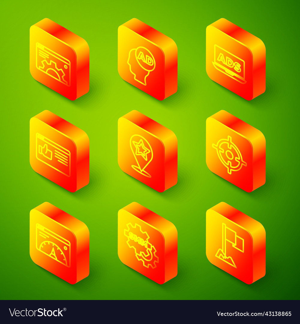 Set line browser setting advertising window map vector image Set line browser setting advertising window map