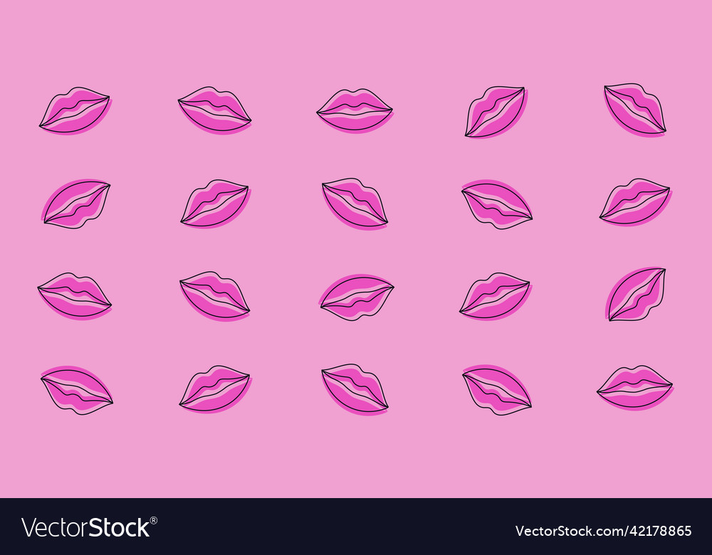 Simple seamless pattern with lips contour vector image Simple seamless pattern with lips contour