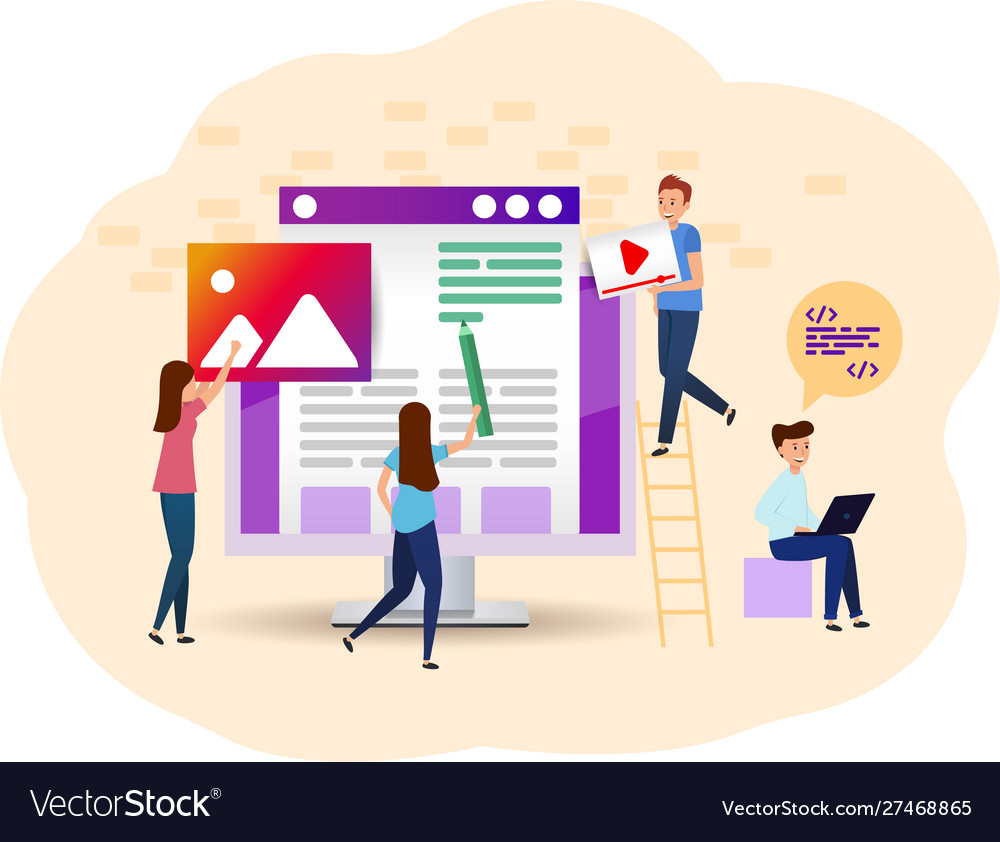Team programmers designers video vector image Team programmers designers video