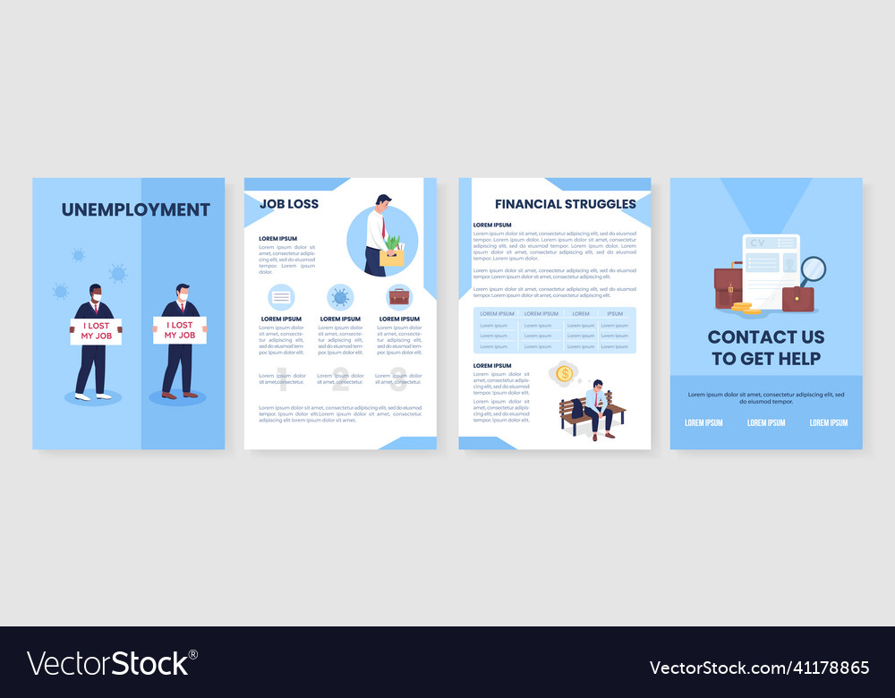 Unemployment help flat brochure template Vector Image Unemployment help flat brochure template Vector Image