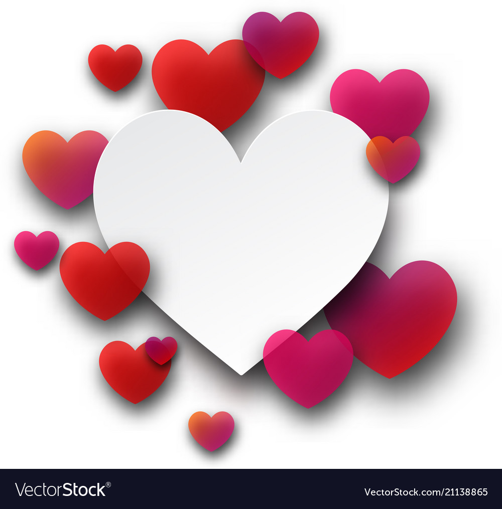 Valentine s paper card with hearts Royalty Free Vector Image