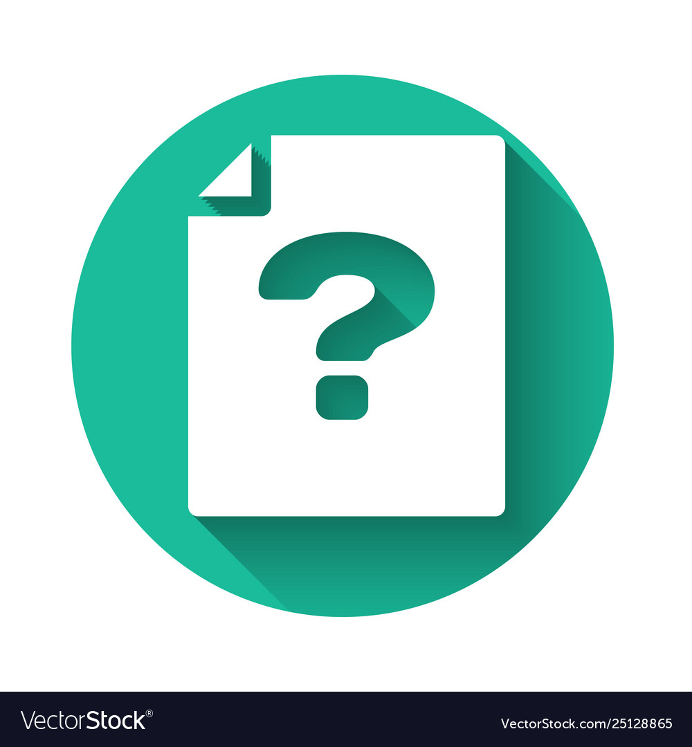 White unknown document icon isolated with long