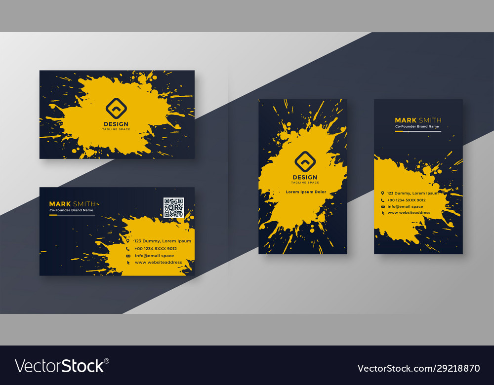Abstrakte Visitenkarte mit gelbem splatter
