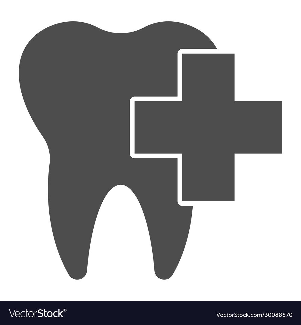 Clean single tooth with plus solid icon teeth