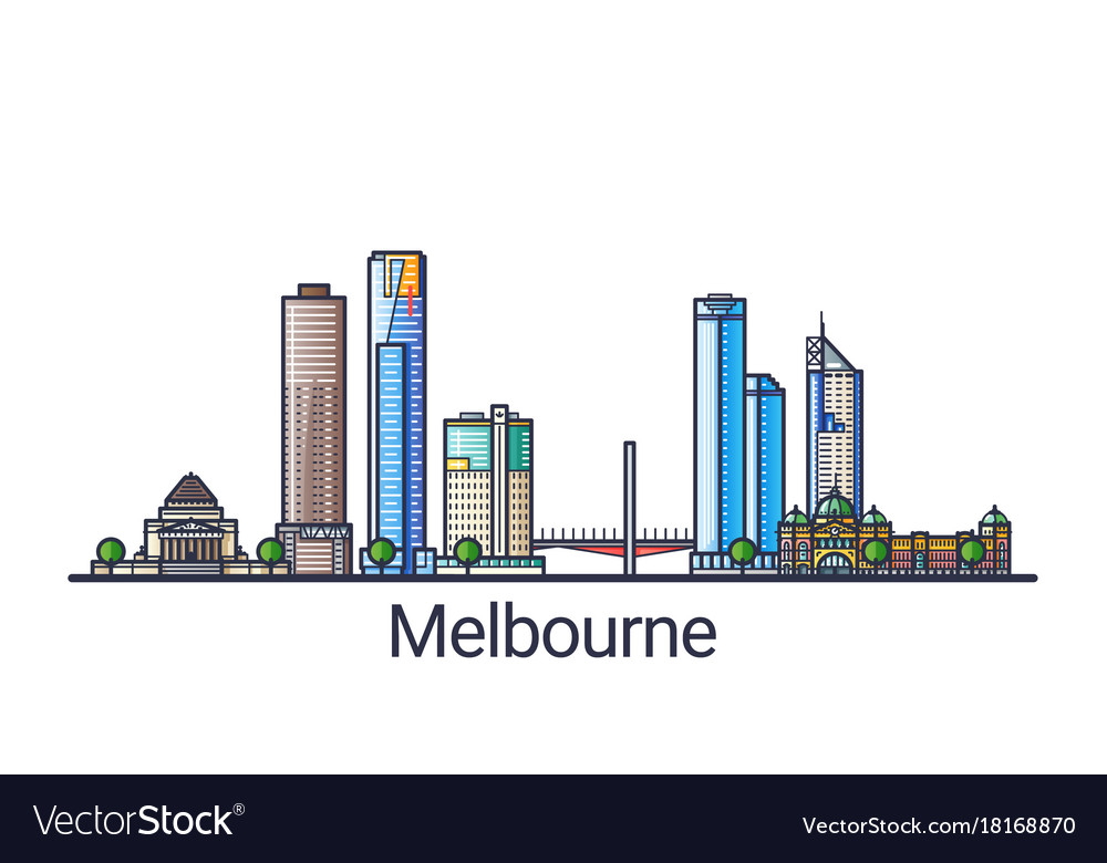 Flat line melbourne banner Royalty Free Vector Image