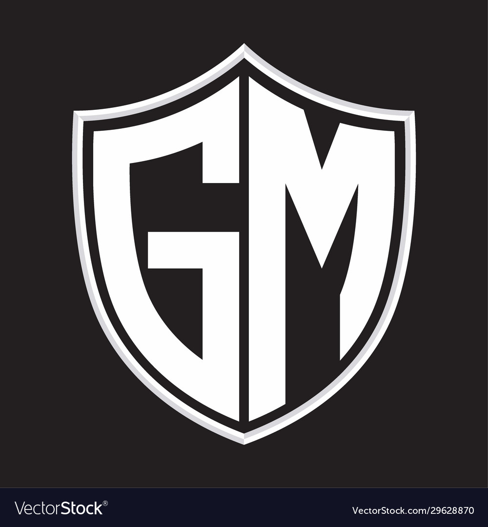 Gm logo monogram with shield shape isolated Vector Image