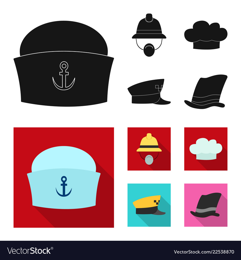 Isolated object of headgear and cap sign set