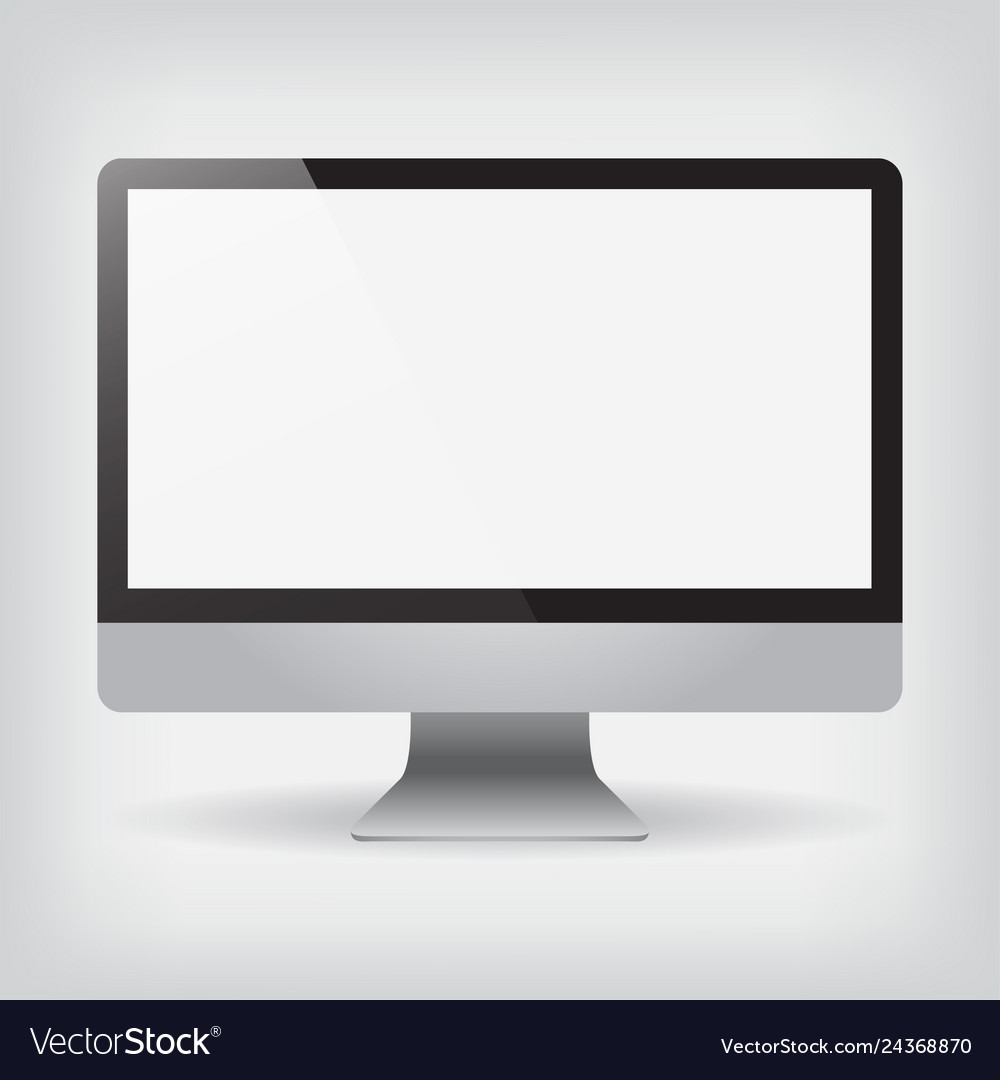 Monitor with a shadow on gray background vector image Monitor with a shadow on gray background