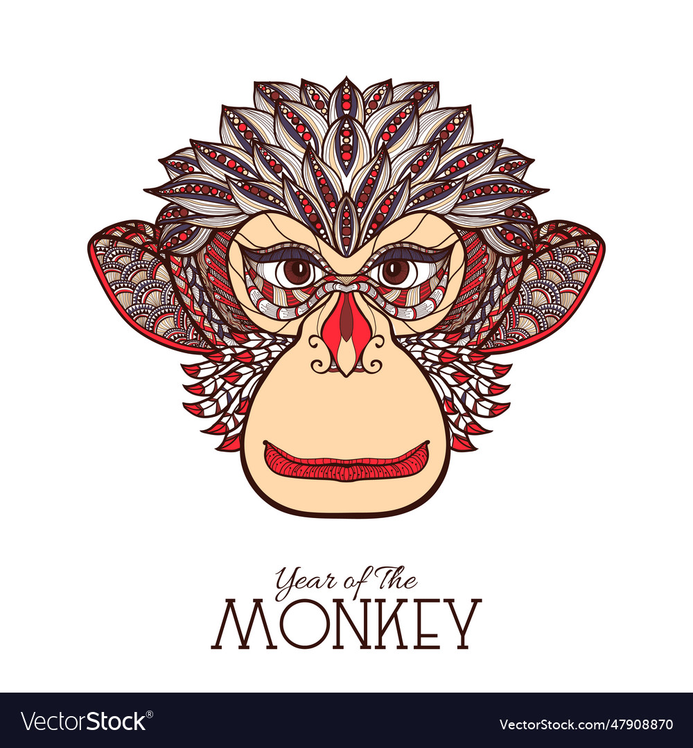 Monkey color face color face Royalty Free Vector Image