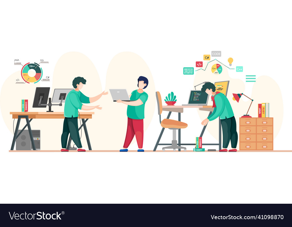 Programmer engineering and coding vector image Programmer engineering and coding