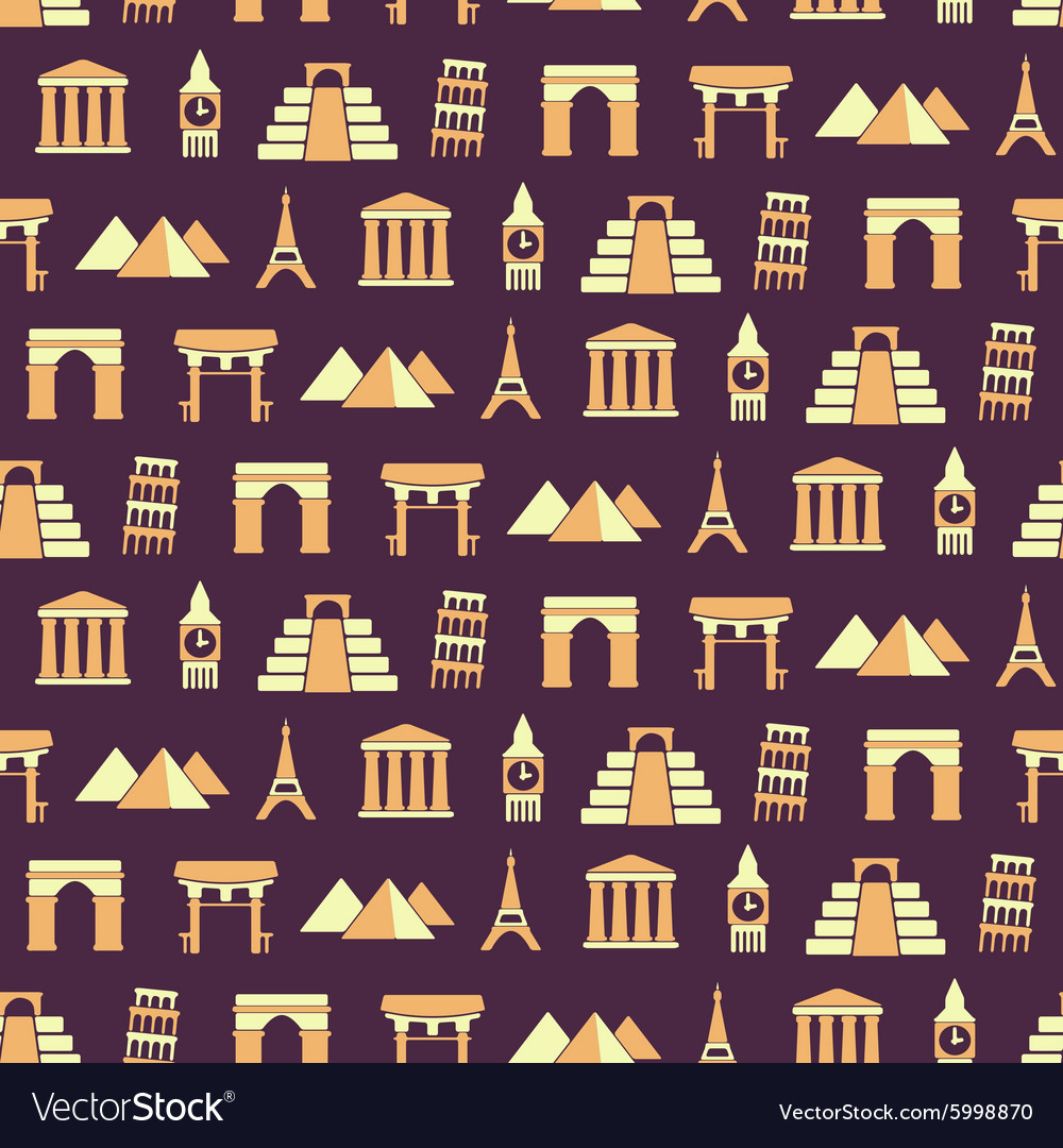 Seamless background with architectural monuments