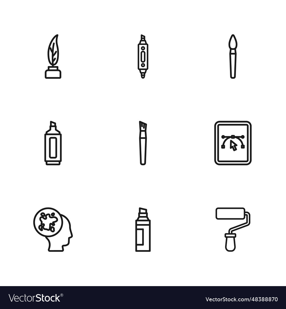 Set Line Marker Stift Computer mit Designprogramm vector image Set Line Marker Stift Computer mit Designprogramm