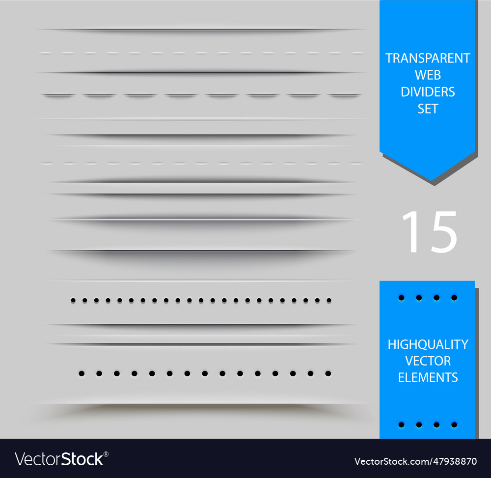 Set of semitransparent web dividers and shadow