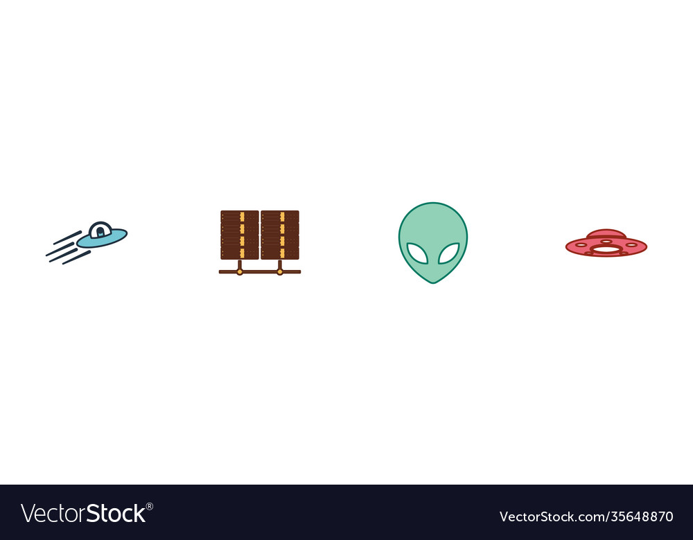 Set ufo flying spaceship and alien server data