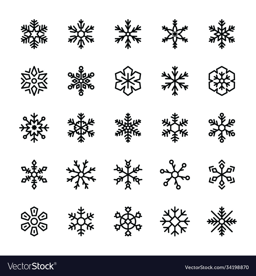 Snowflake line icons collection