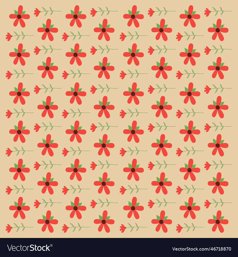 Spring red retro flowers pattern texture