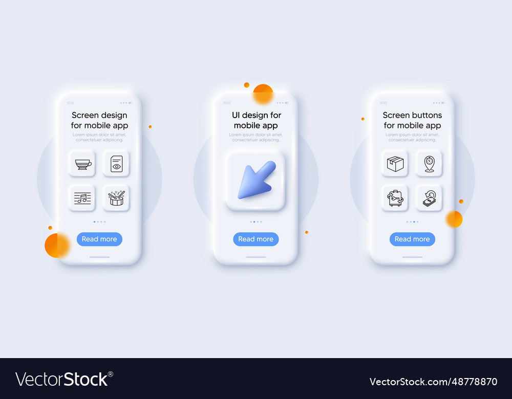 Timer cashback and view document line icons pack vector image Timer cashback and view document line icons pack