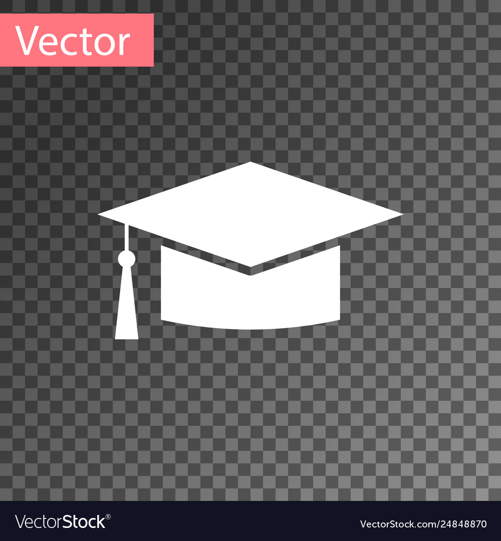 White graduation cap icon isolated on transparent Vector Image