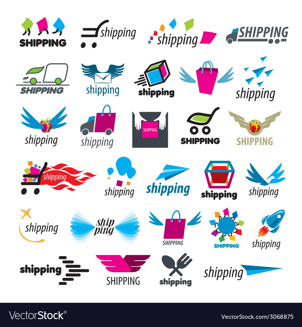 Biggest collection of logos of shipping Royalty Free Vector