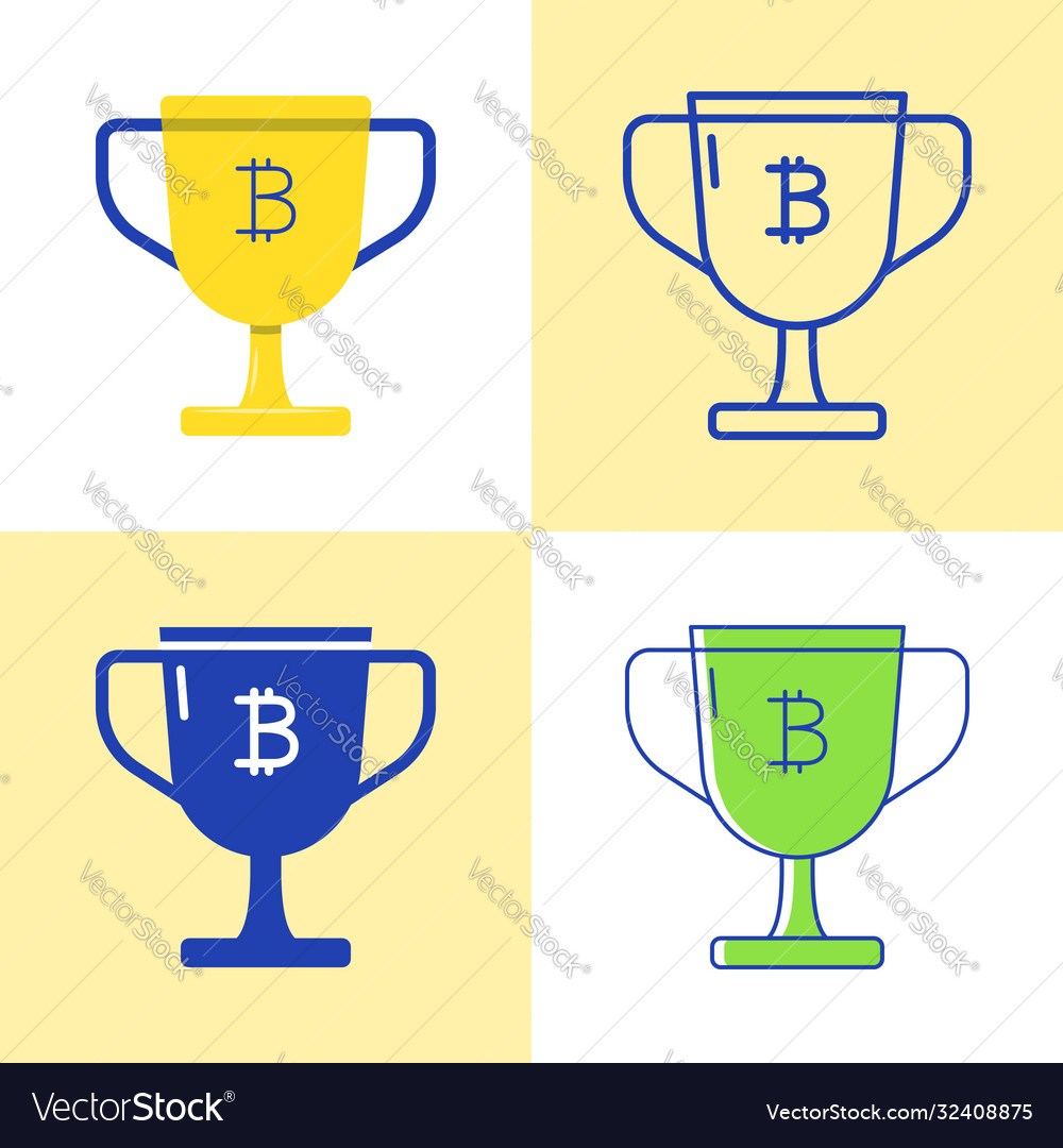 Bitcoin block reward icon set in flat and line vector image Bitcoin block reward icon set in flat and line