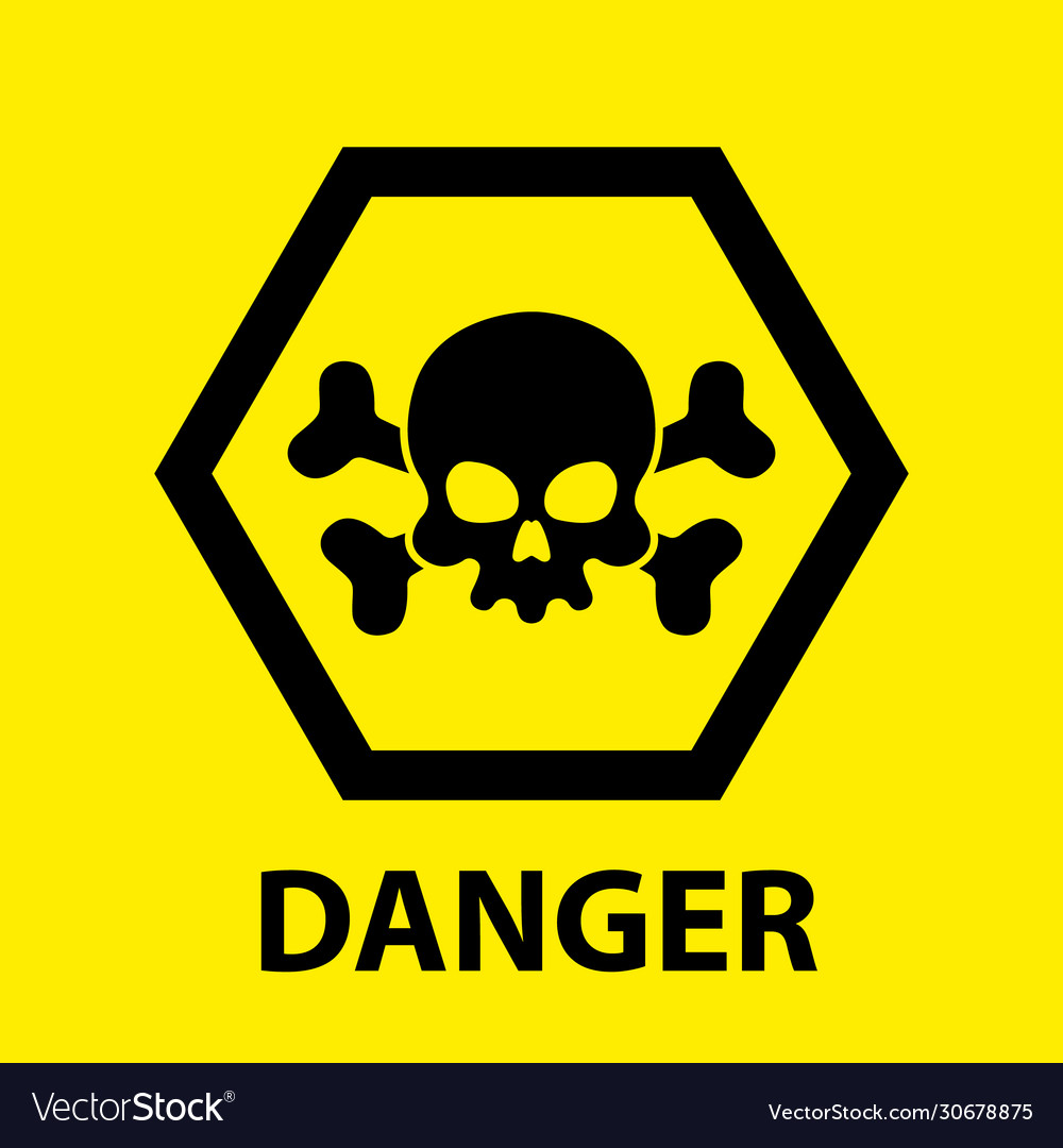 Black danger icon with skull and crossbones Vector Image