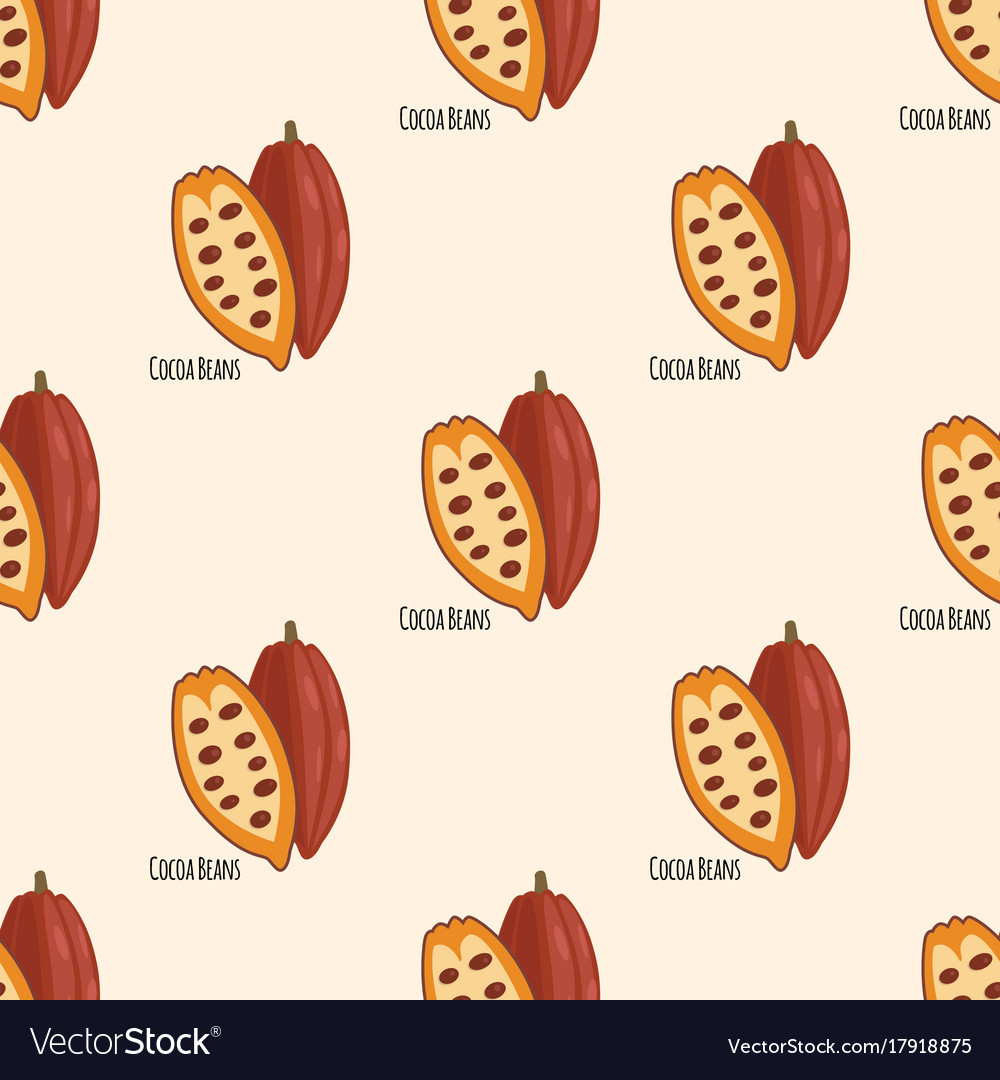 Cocoa beans seamless pattern