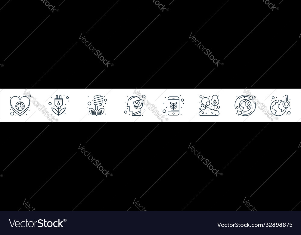 Earth day line icons linear set quality vector image Earth day line icons linear set quality