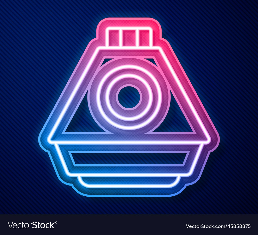 Glowing neon line space capsule icon isolated