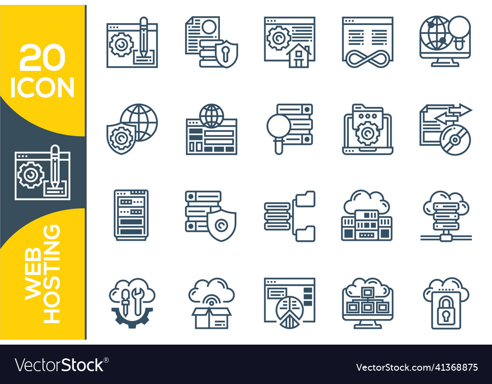Hosting and local network icon set communication Vector Image Hosting and local network icon set communication
